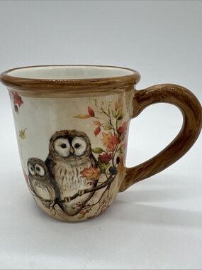 Susan Wingate Mom and Baby Owl Fall Colors Ceramic Mug 4.25"